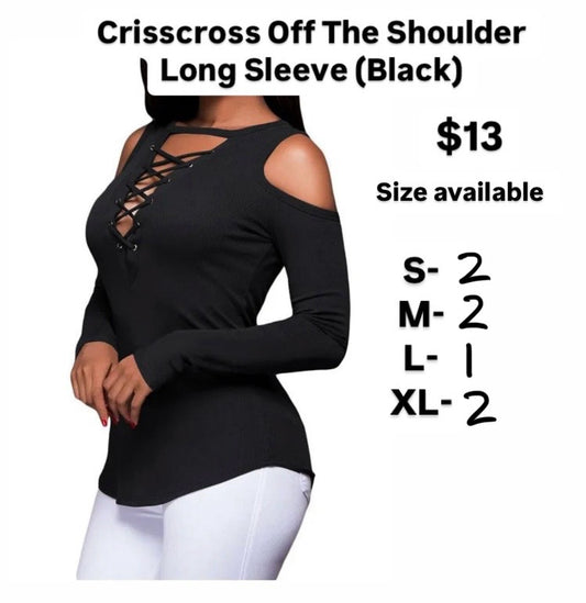 Crisscross Off The Shoulder Long Sleeve (Black)