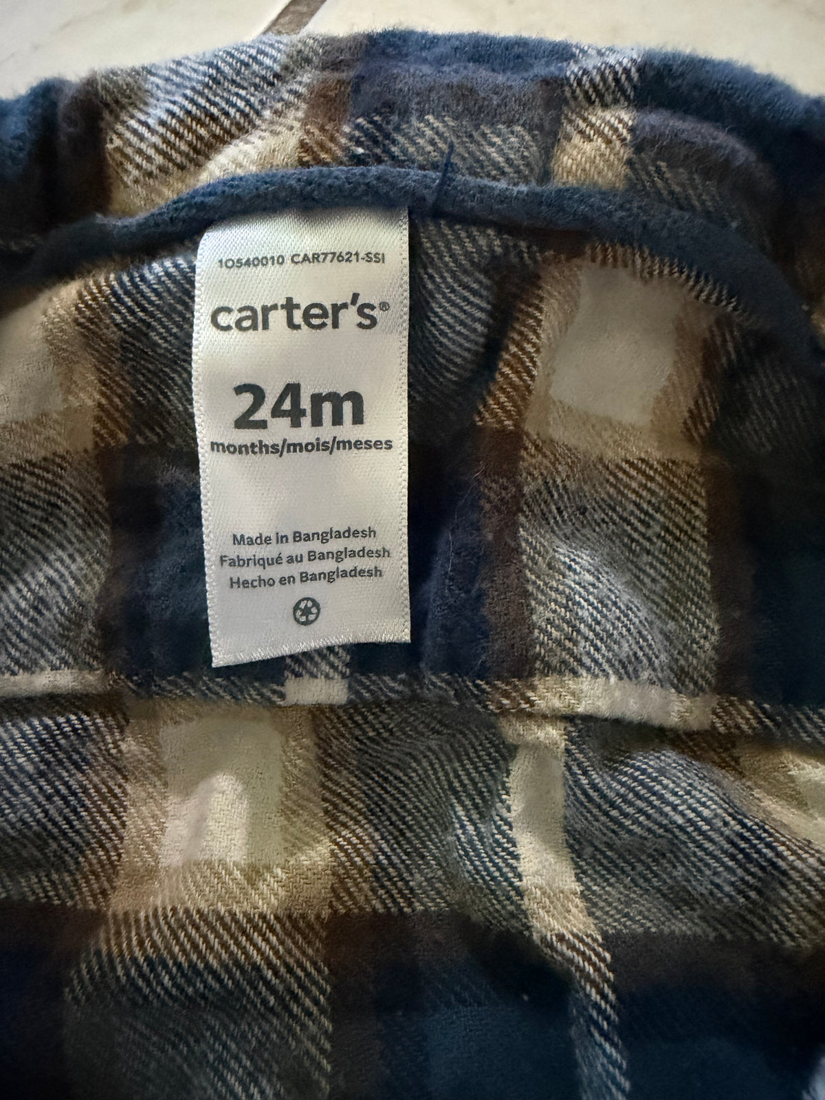Baby Clothes - Plaid Shirt Size 24M (USED)