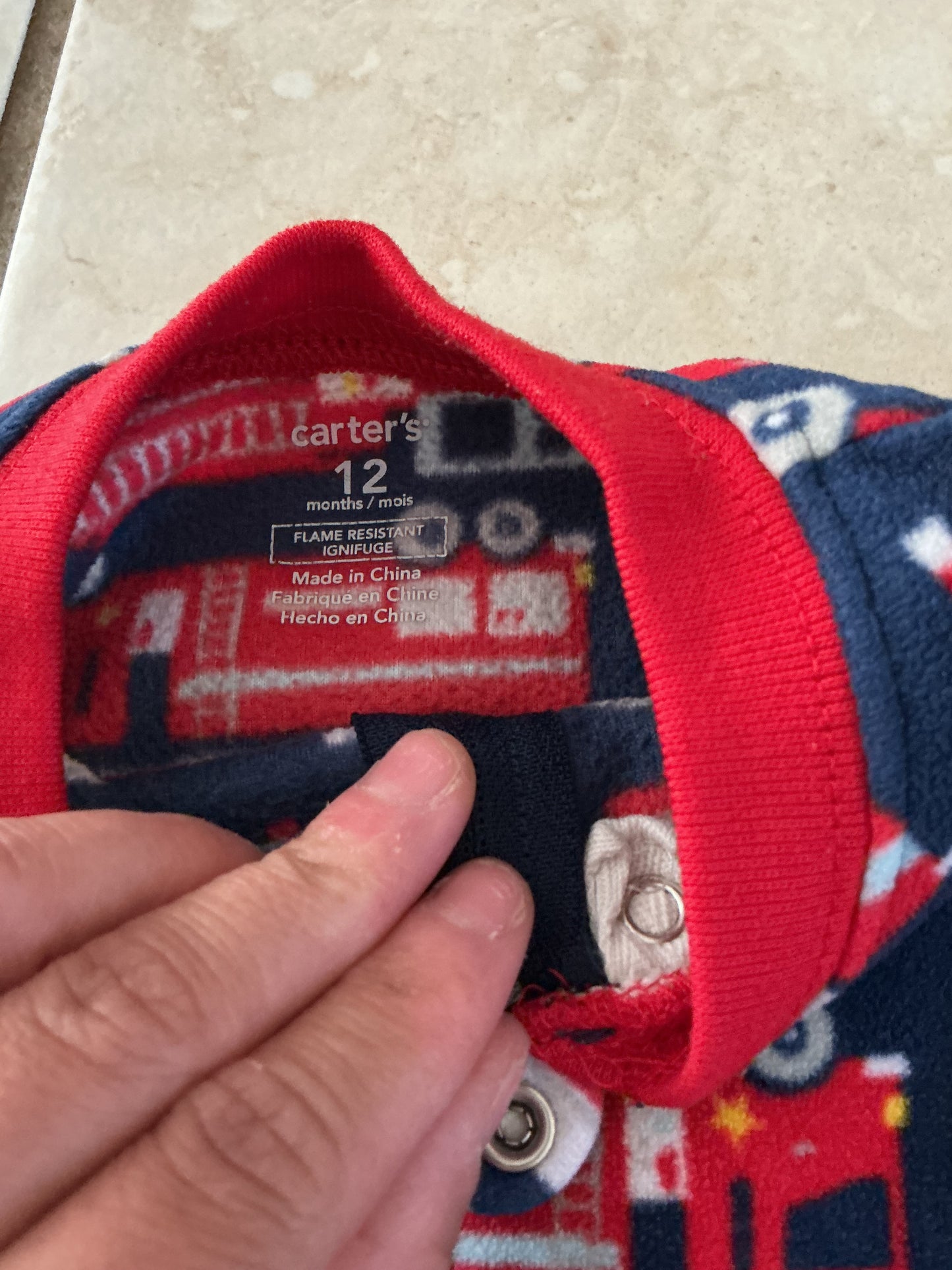 Baby Clothes - Fire Truck PJ's 12 Months (Used)