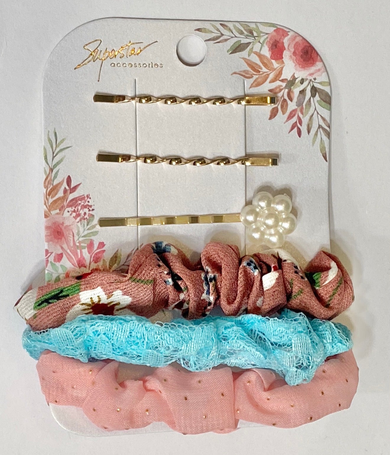 Scrunchies & Clips Set - Pink (NEW)