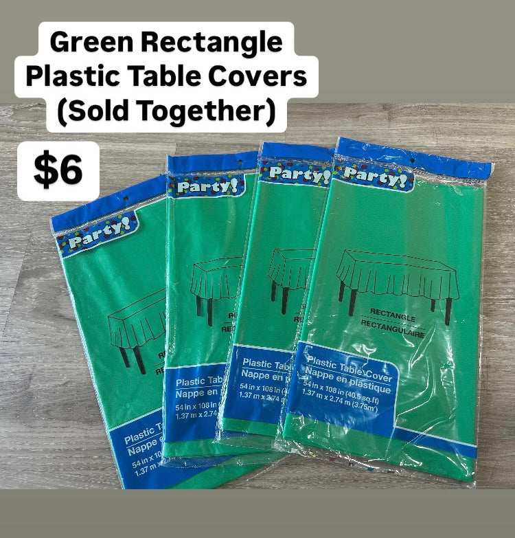 Green Rectangle Plastic Table Covers (Sold Together)