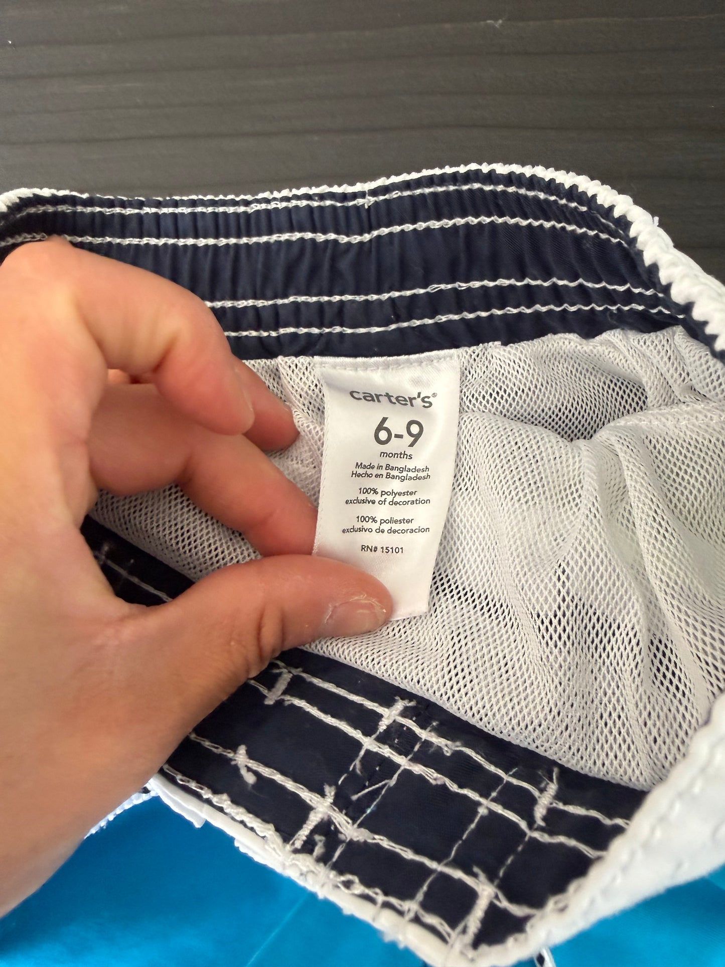 Baby Clothes - Boy Stripped Swim Shorts 6/9 Months (Used)