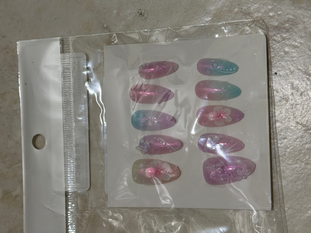 Pink and blue Press on Nails (NEW)