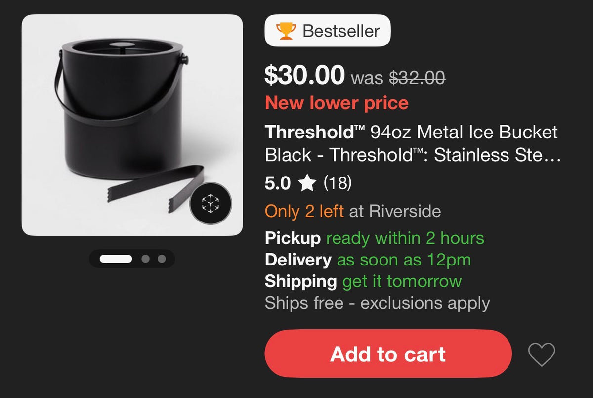 Metal Ice Bucket Black - Threshold (NEW)
