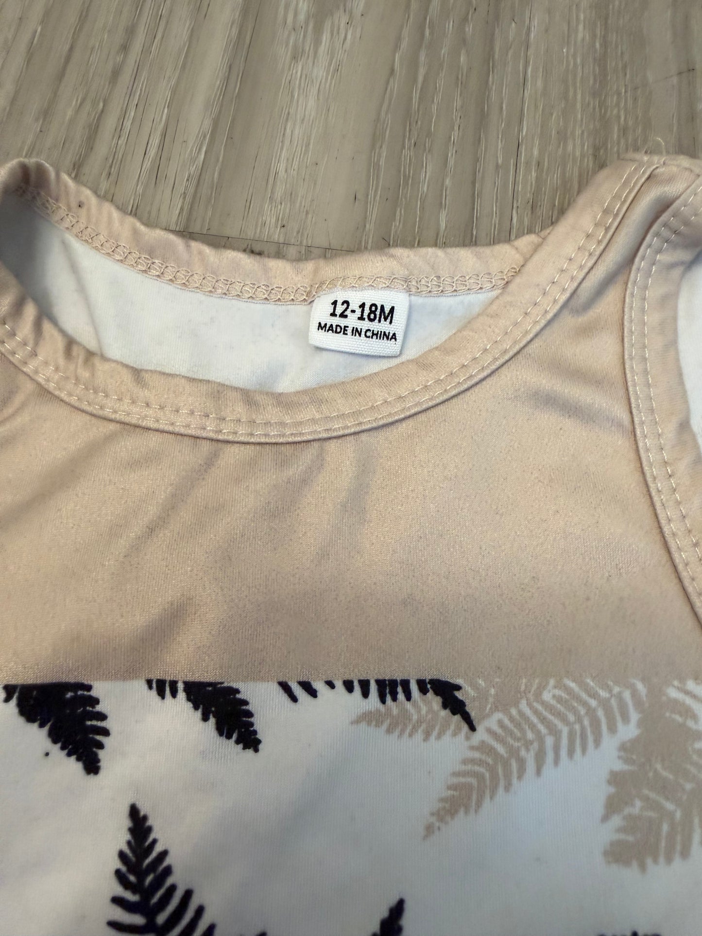 Baby Clothes - Tan & Black Leaves - Used
