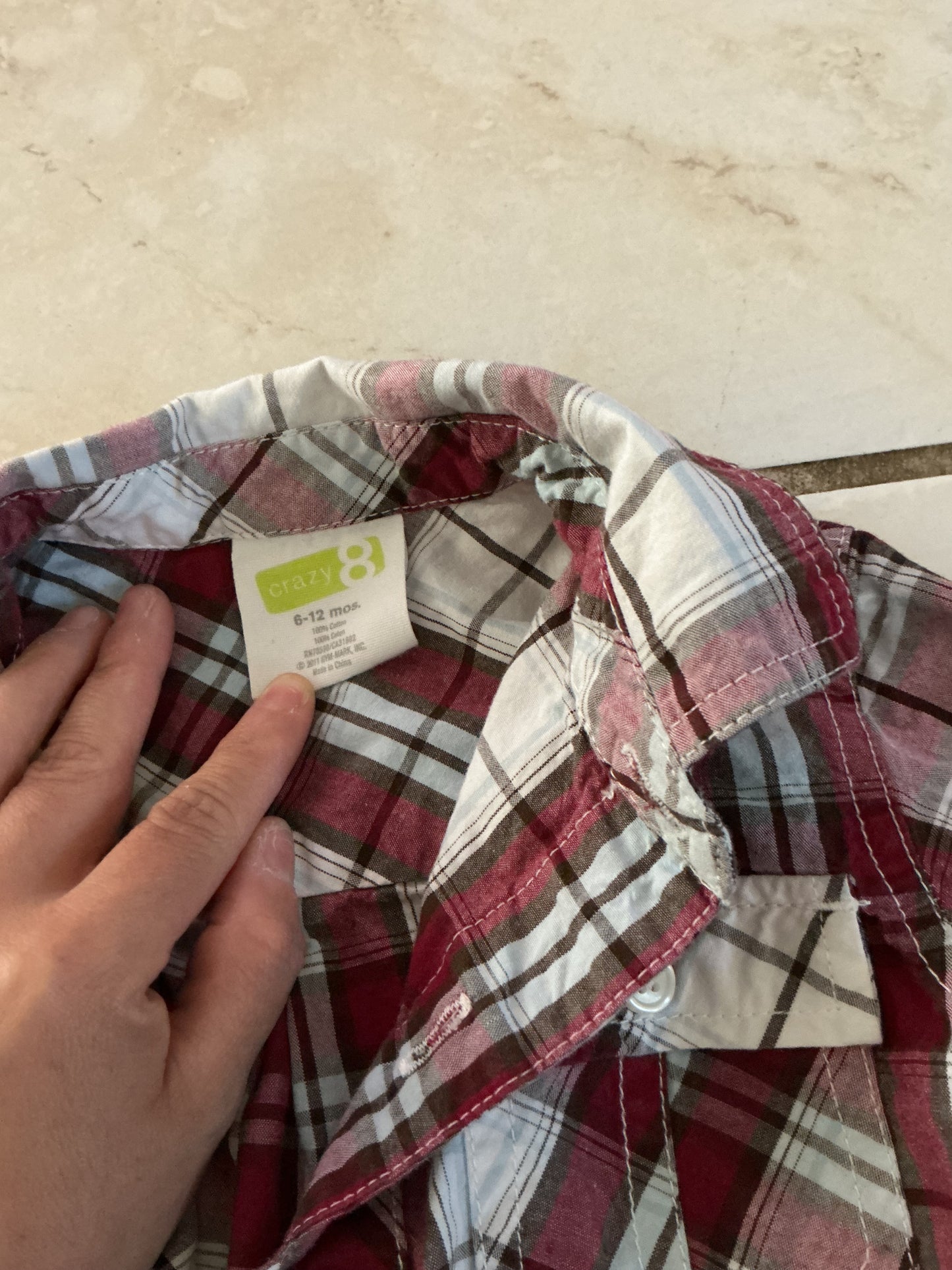 Baby Clothes - Red Plade Shirt 6-12 Months (Used)