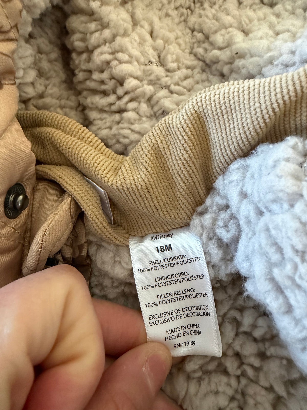 Baby Clothes - Micky Mouse Tan Jacket -18 months (Used)
