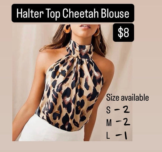 Halter Top Cheetah Blouse