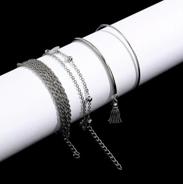 Retro Simple Chain Beaded Bracelet Set