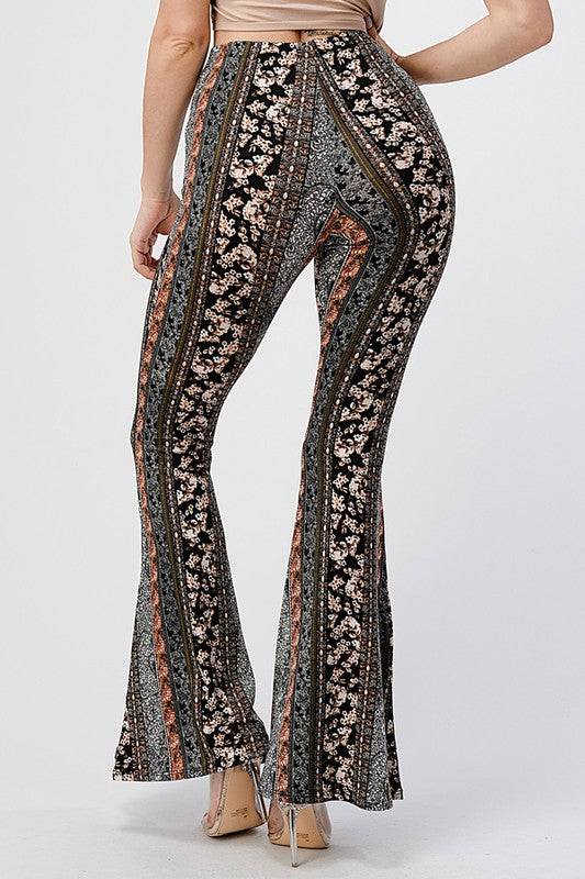 Printed Brown Bell Bottoms