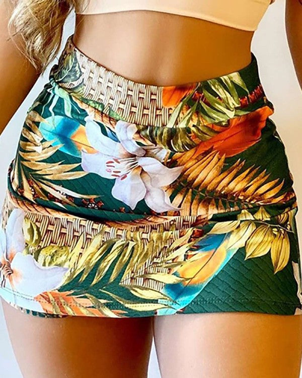Tropical Print Skirt Set