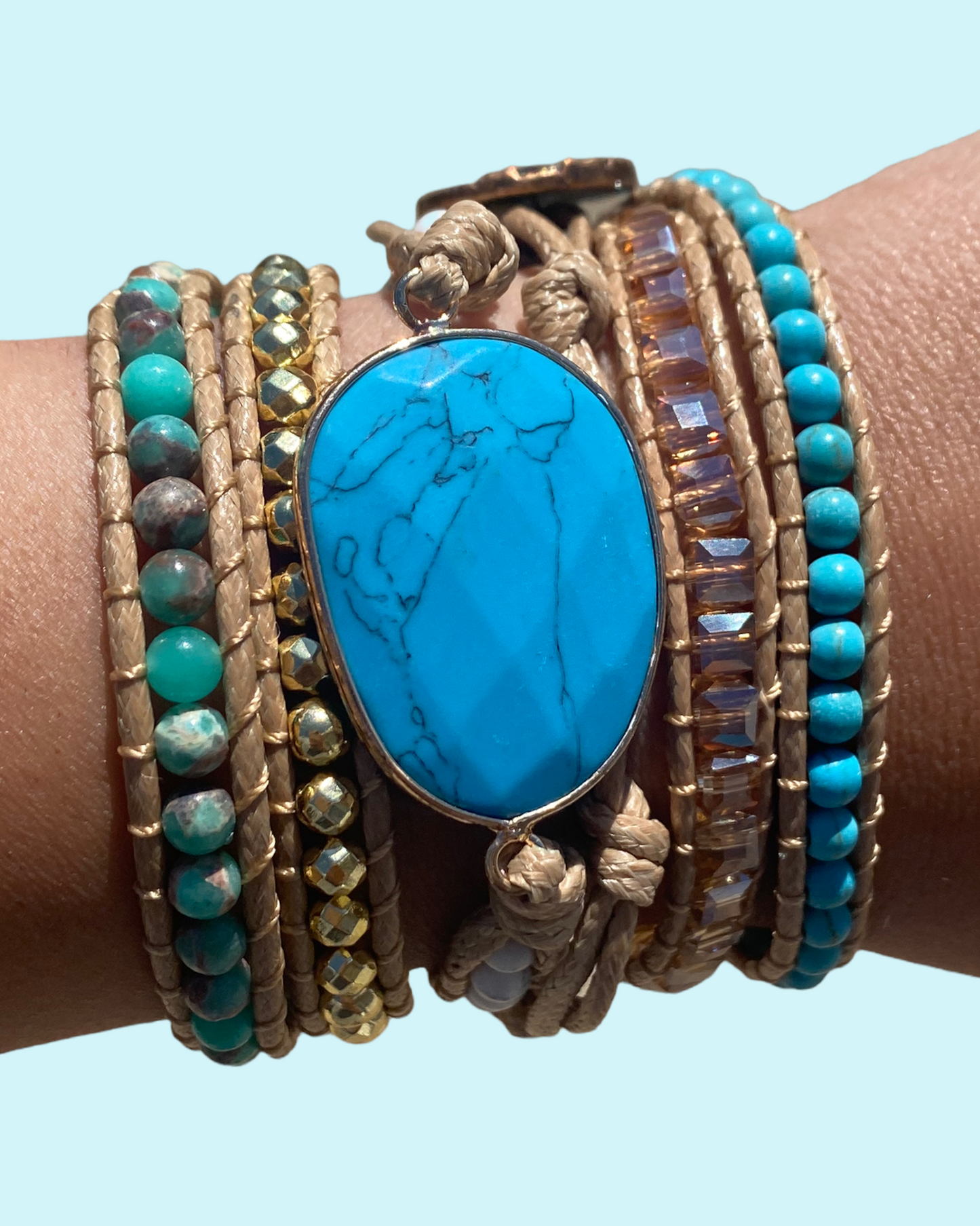 Woven Wrap Stone Bracelet (Turquoise Stone)