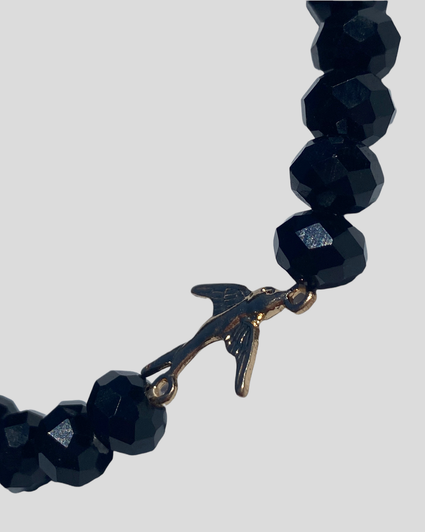 Gold Bird Crystal Glass Bracelet (Black)