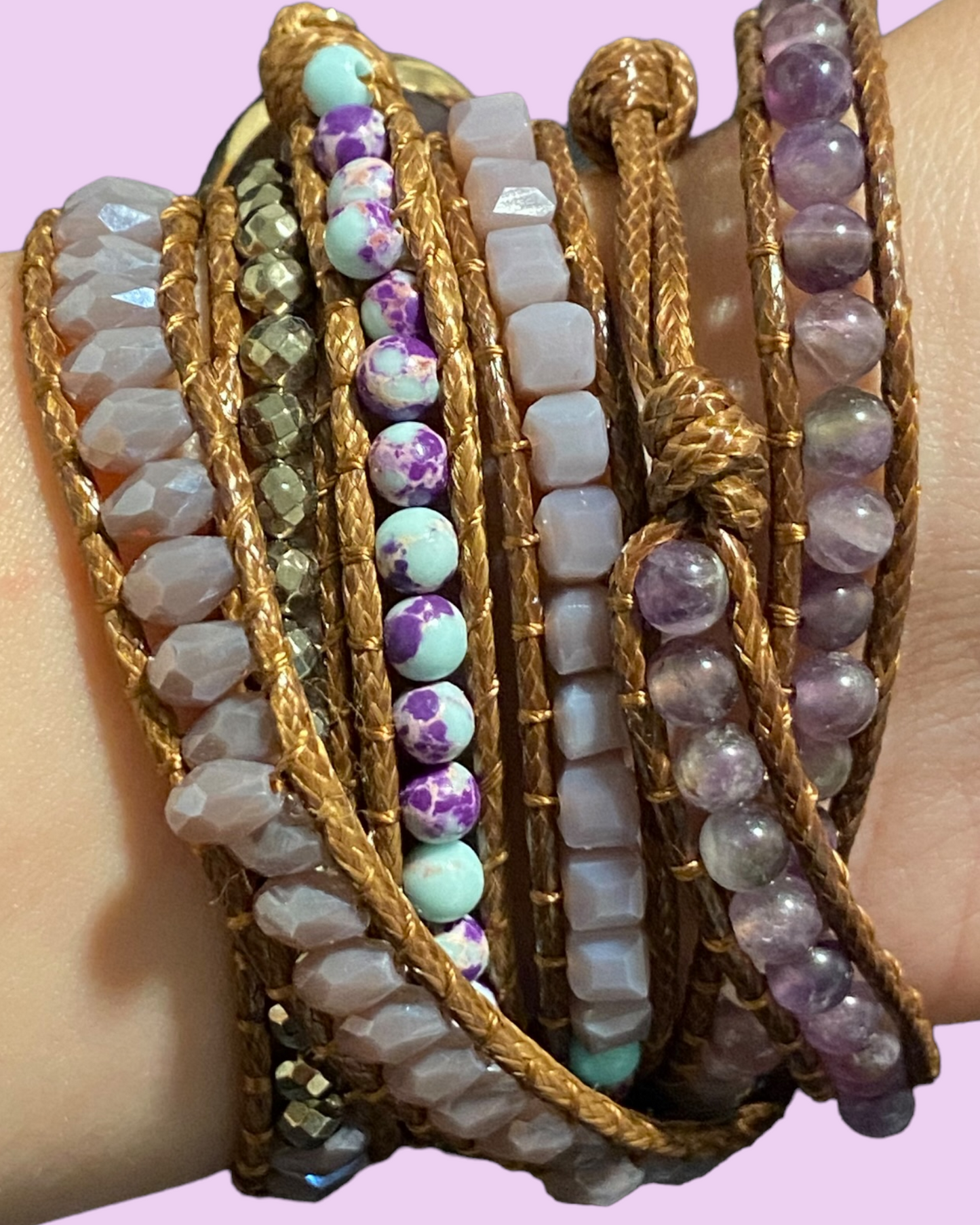 Woven Wrap Stone Bracelet (Purple Stone)