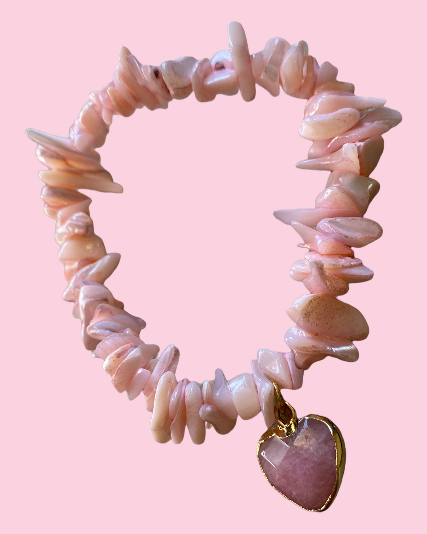Chipped Rose Quartz Crystal Bracelet