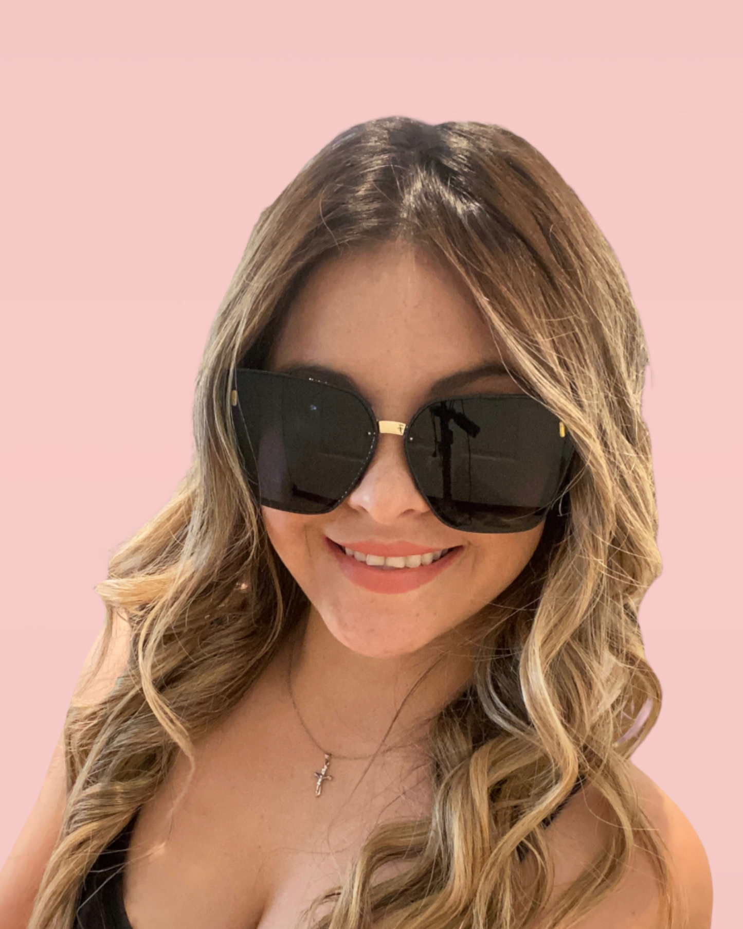 Oversized Cat Eye Sunglasses (Black)