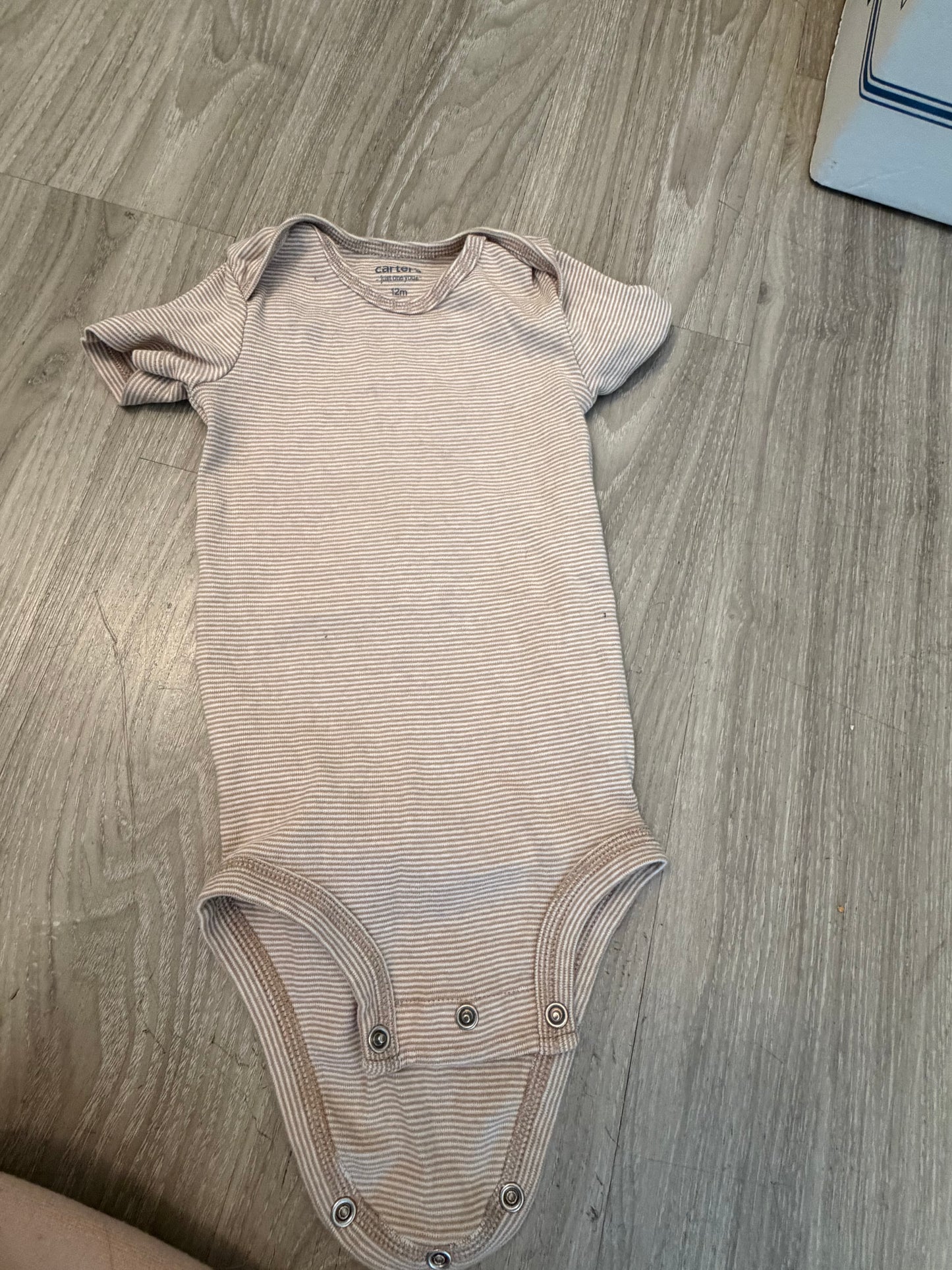 Baby Clothes  - Carters Tan Stripped Onsie 12 Months (Used)