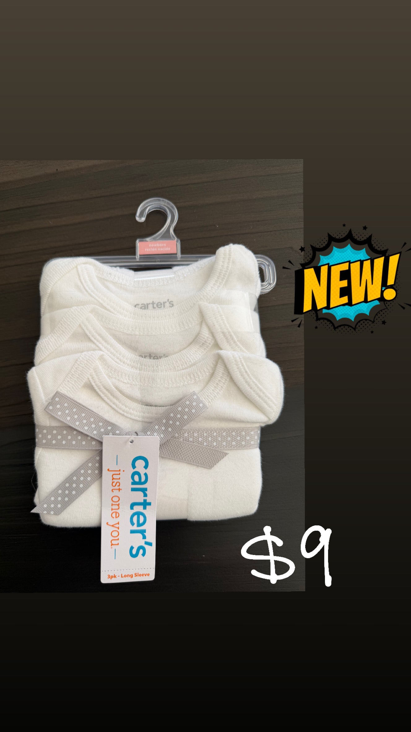 Baby Clothes - White Onesies Long Sleeve 3pk Newborn (NEW)