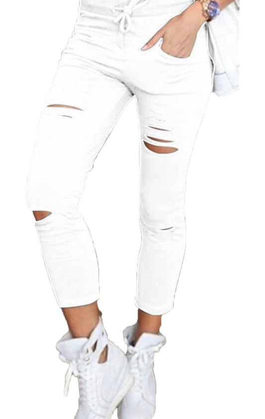 Ripped Styled Leggings (White)