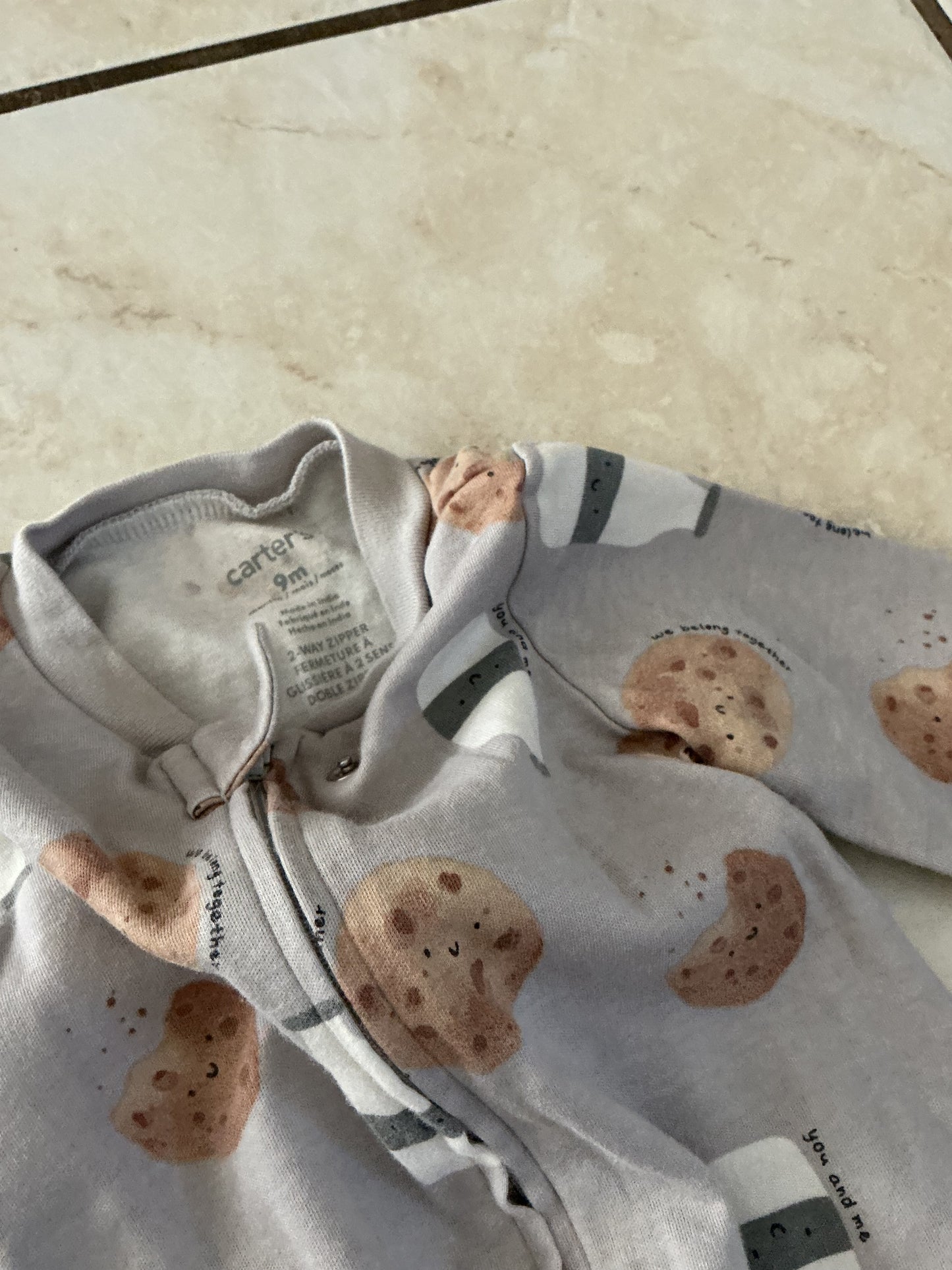 Baby Clothes - Cookies & Milk Pj's 9 Months (Used)