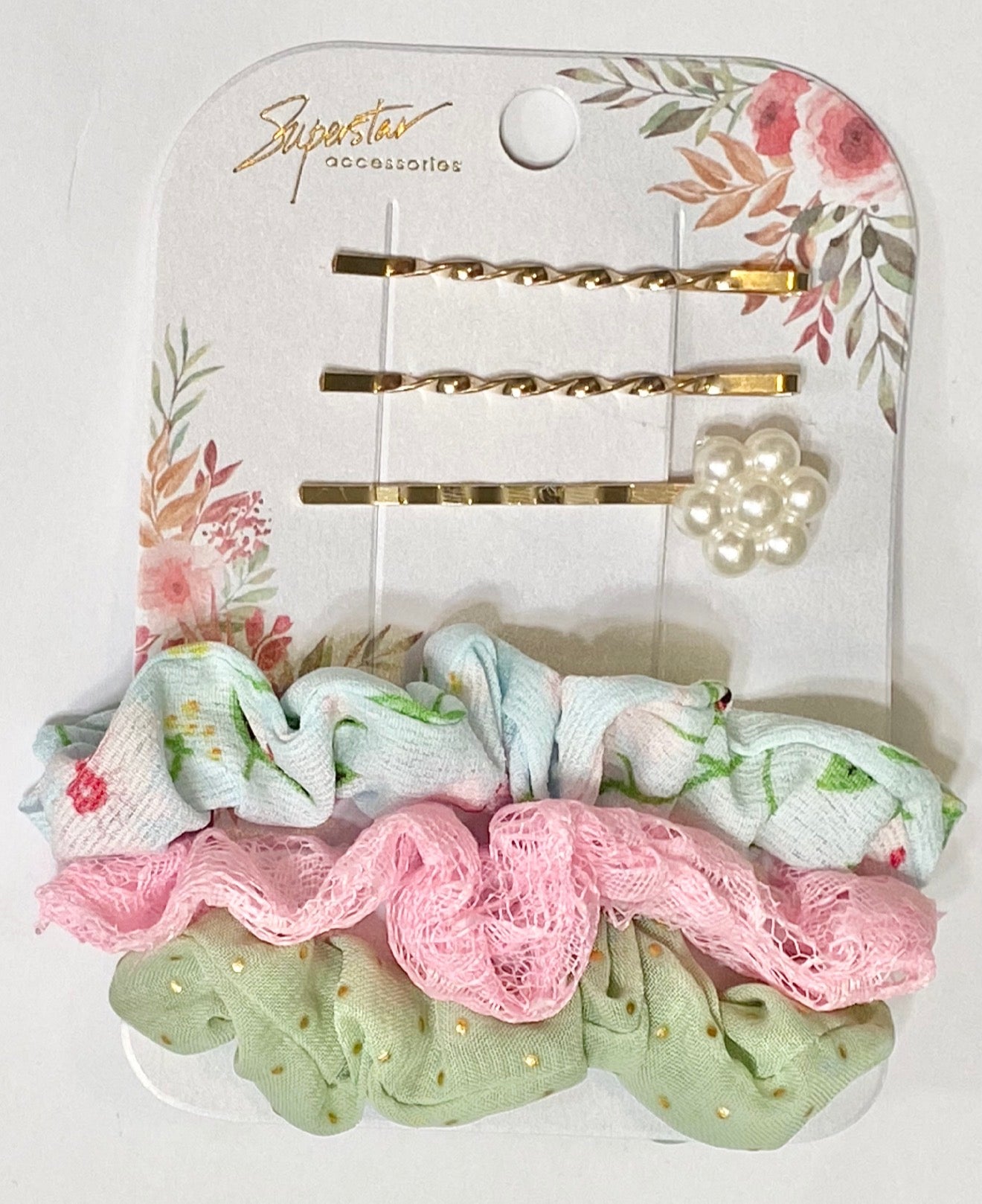 Scrunchies & Clips Set - Blue (NEW)