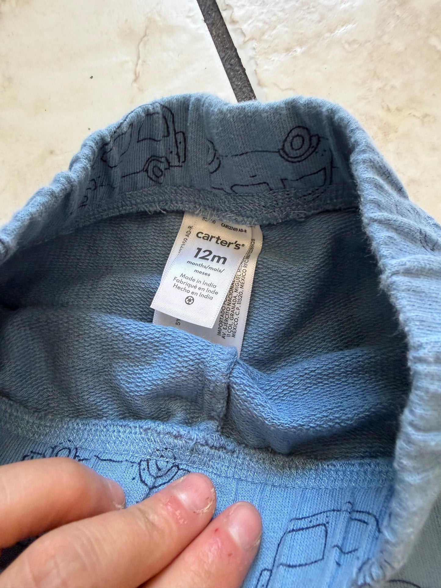 Baby Clothes - Blue  Car Pants 12m (Used)