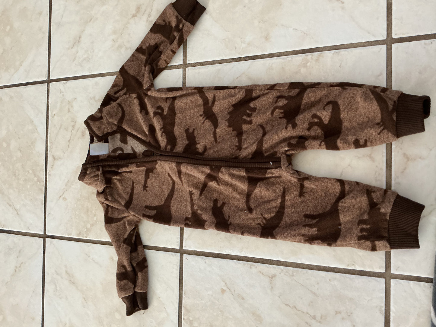 Baby Clothes - Brown Dino Pj's 9 Months (Used)