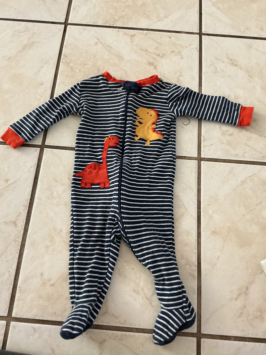 Baby Clothes - Stripped Dino Onsie 6-9 Months (Used)