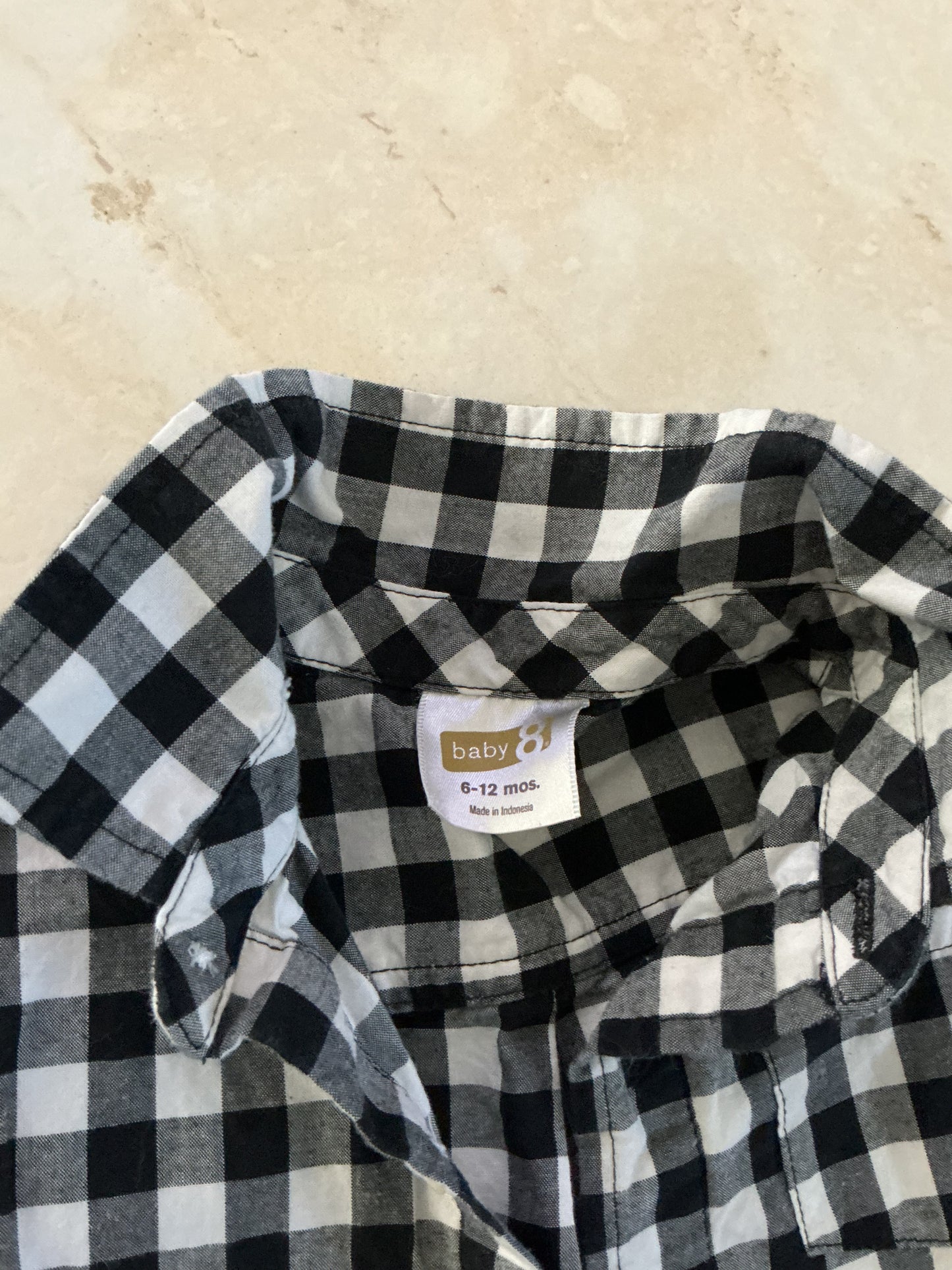 Baby Clothes - Black and White Shirt 6-12 Months (Used)