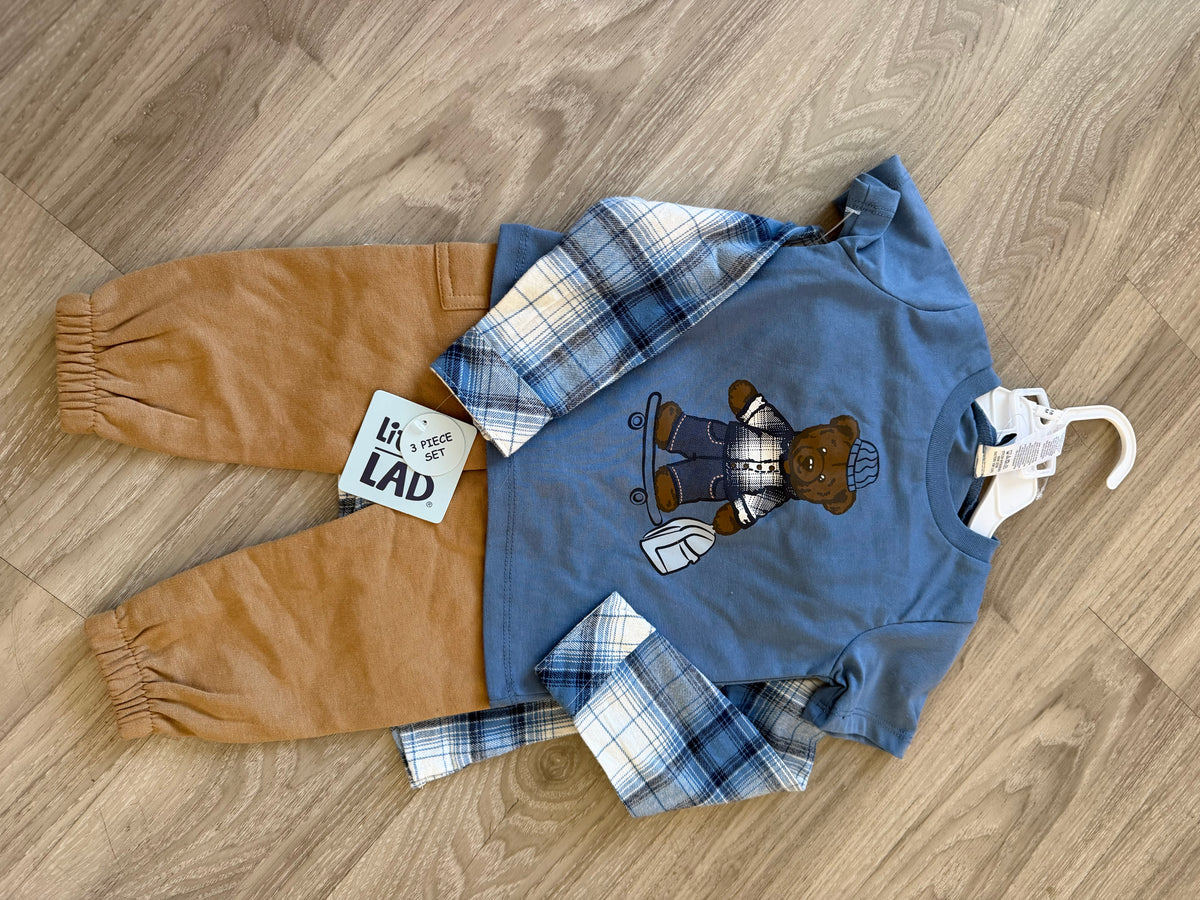Baby Clothes - Bear Blue Long Sleeve 3pc - 18 Months