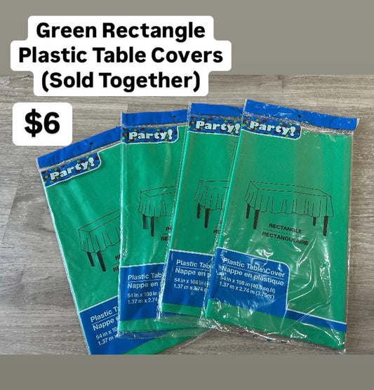 Green Rectangle Plastic Table Covers (Sold Together)