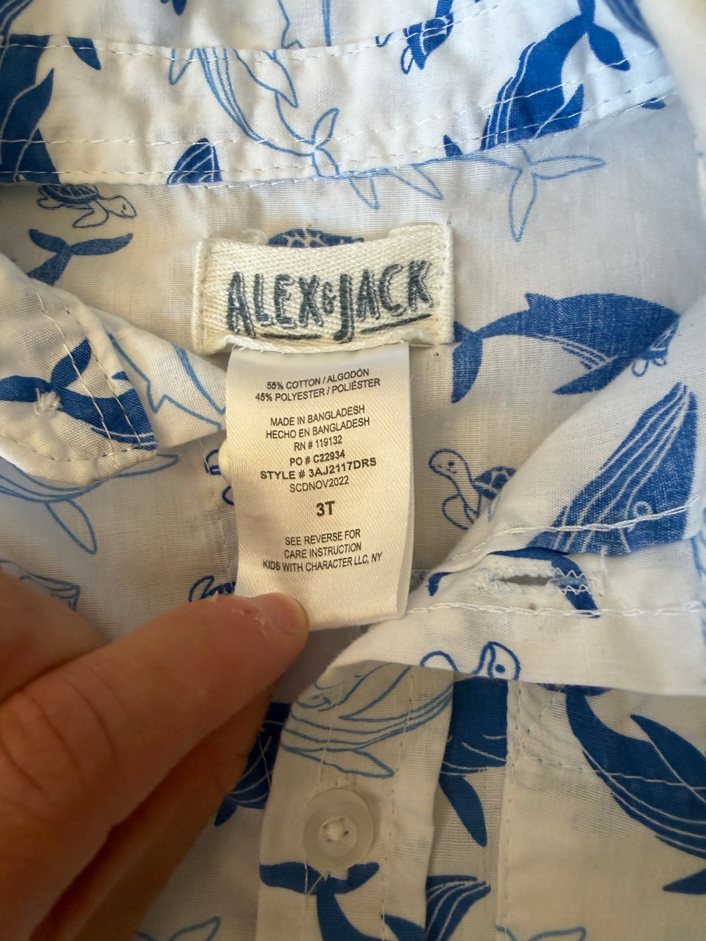 Little Boy - White & Blue Whale Shirt (Used)