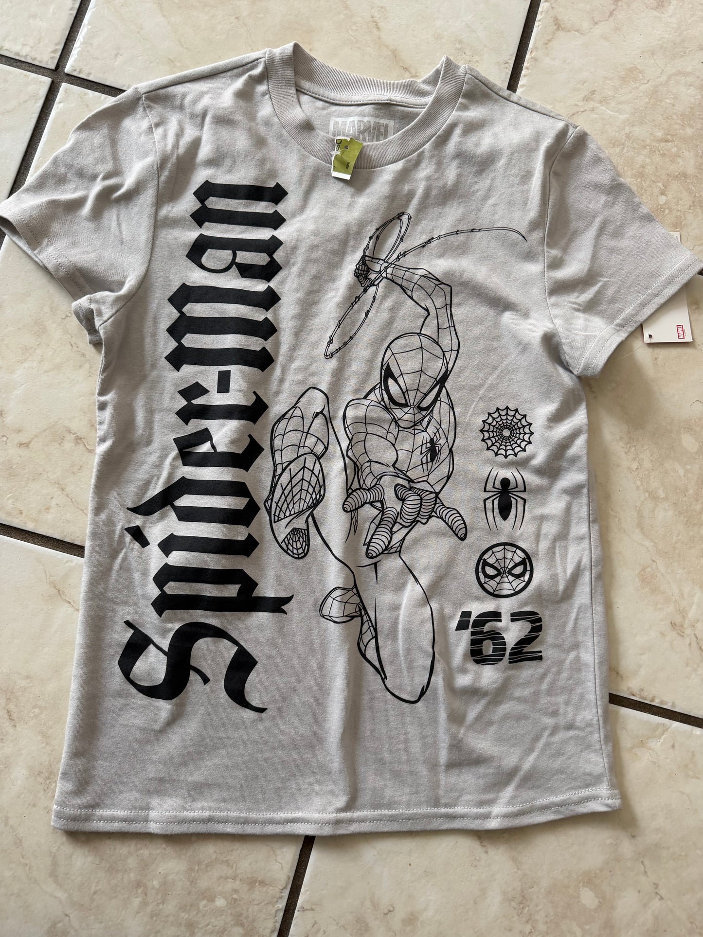 Spider Man Grey Shirt (XS) (NEW)