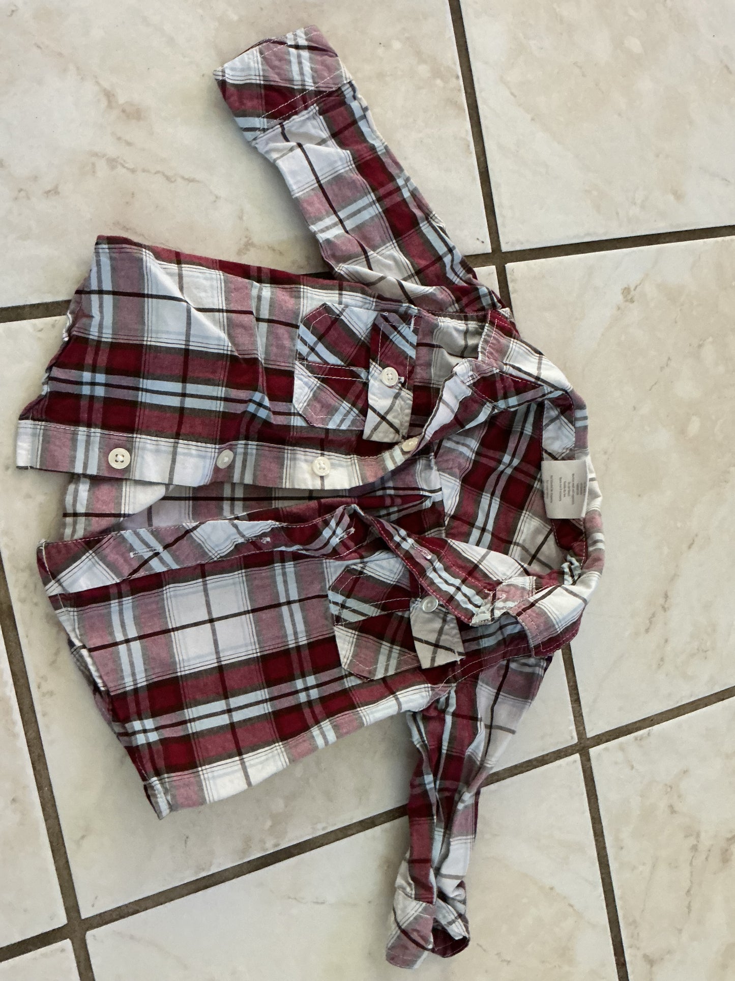 Baby Clothes - Red Plade Shirt 6-12 Months (Used)