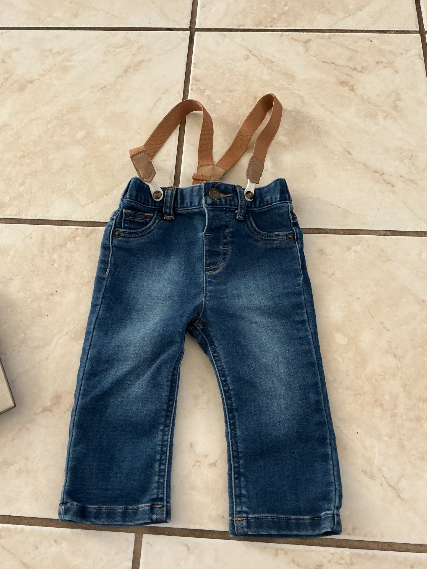 Baby Clothes - Jean Suspenders 6/9 Months (Used)
