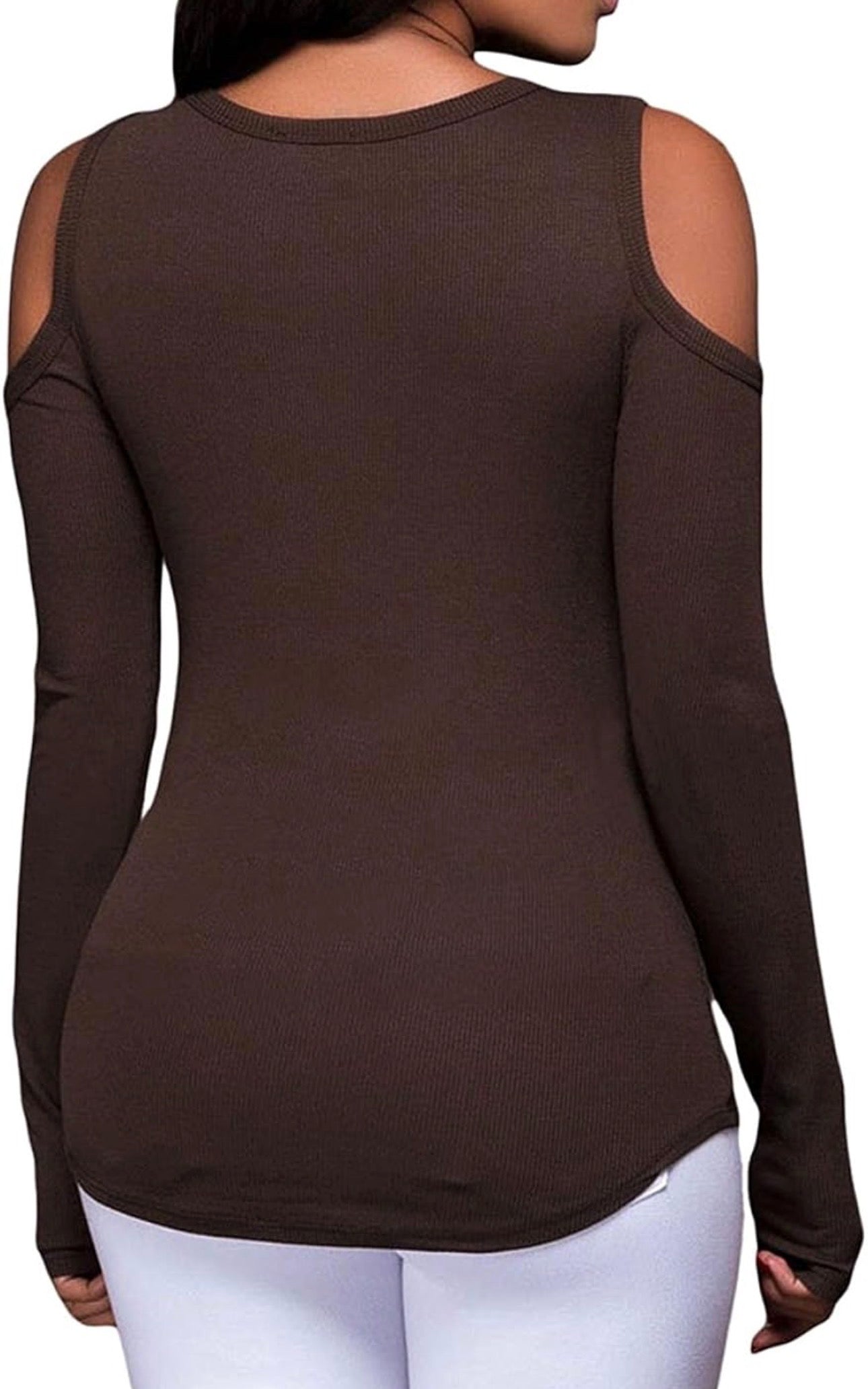Crisscross Off The Shoulder Long Sleeve (Brown)