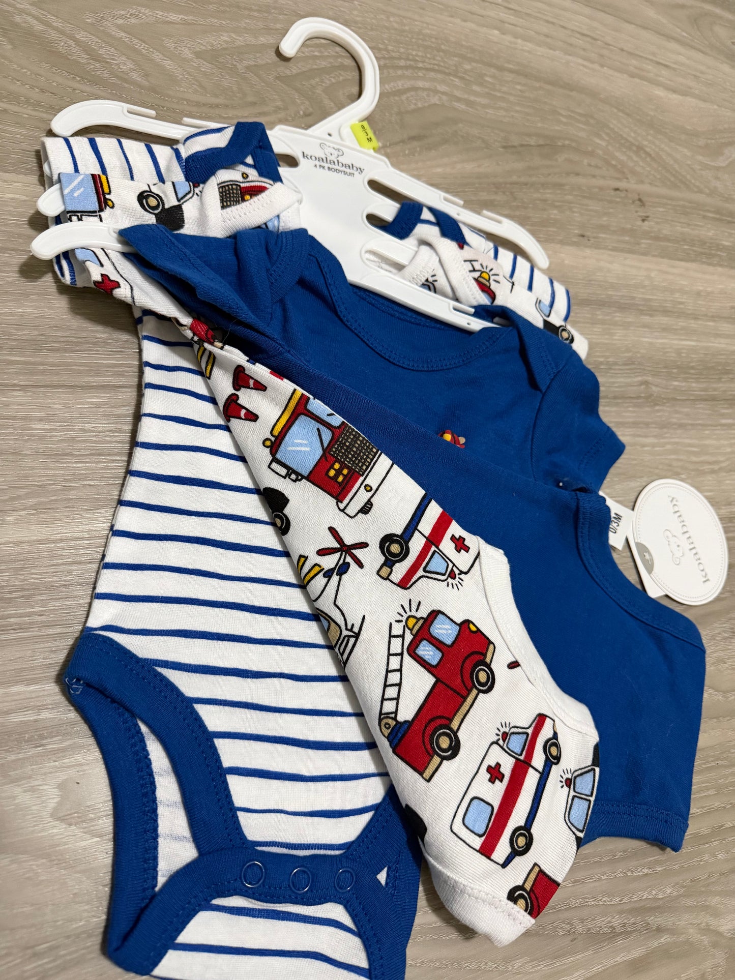 Baby Clothes - Blue Big Truck Onesies 0-3 months 3pk (NEW)