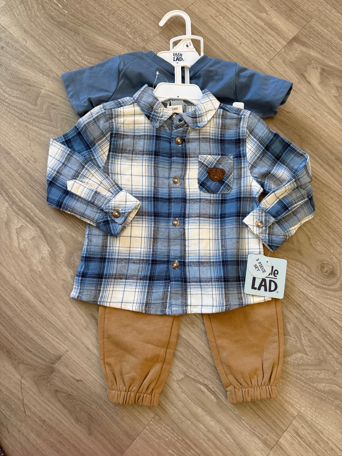 Baby Clothes - Bear Blue Long Sleeve 3pc - 18 Months