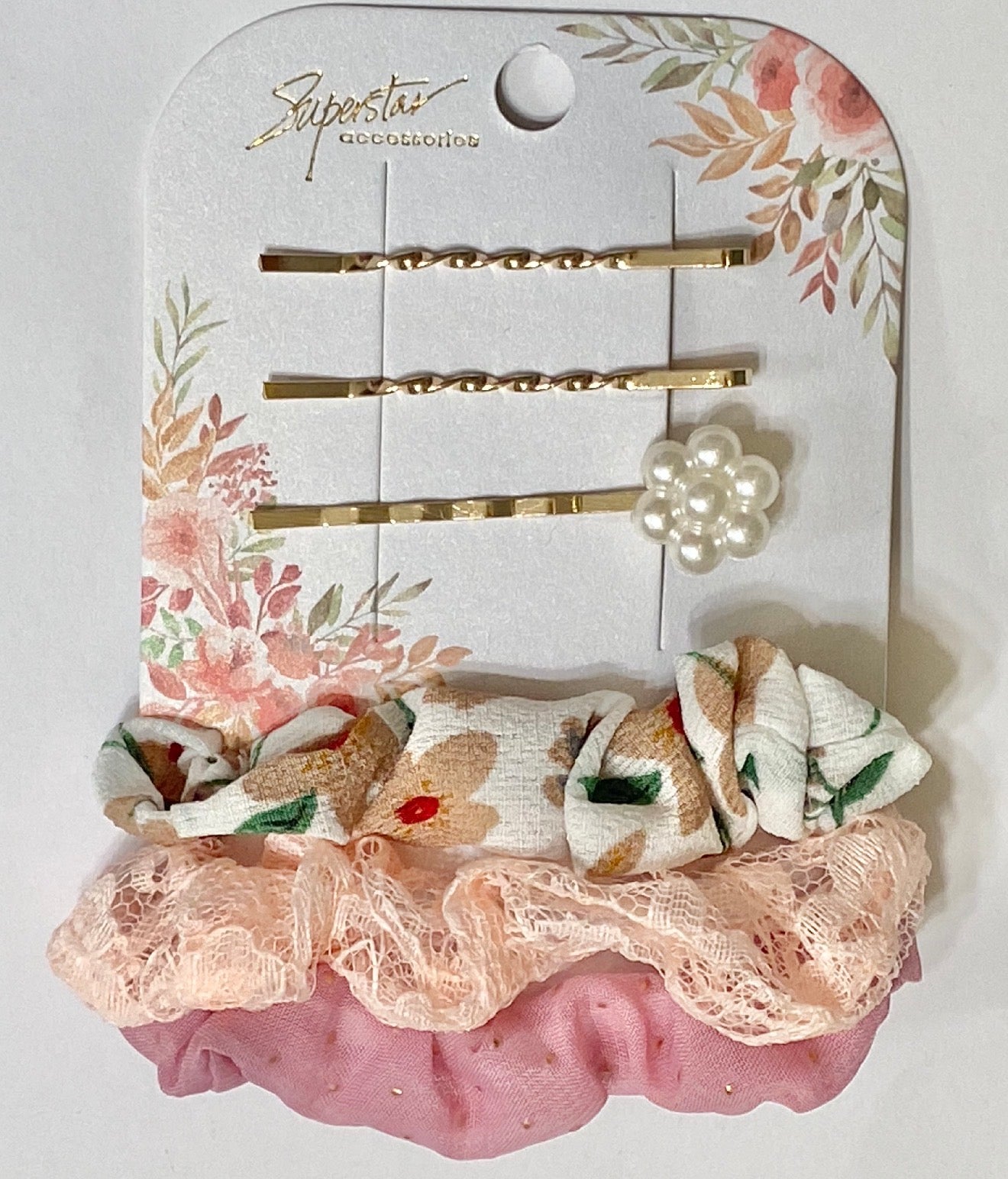 Scrunchies & Clips Set - White (NEW)