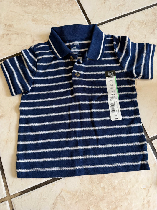 Baby Clothes - Stripped Blue & White Shirt 18 months (NEW)