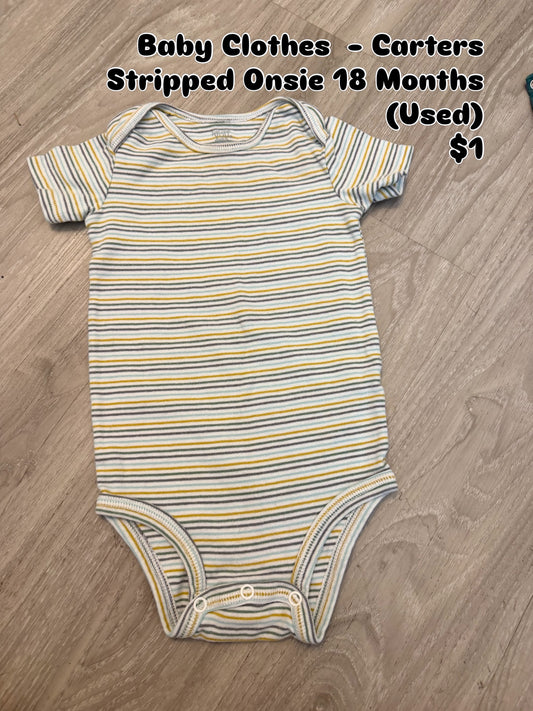 Baby Clothes  - Carters Stripped Onsie 18 Months (Used)
