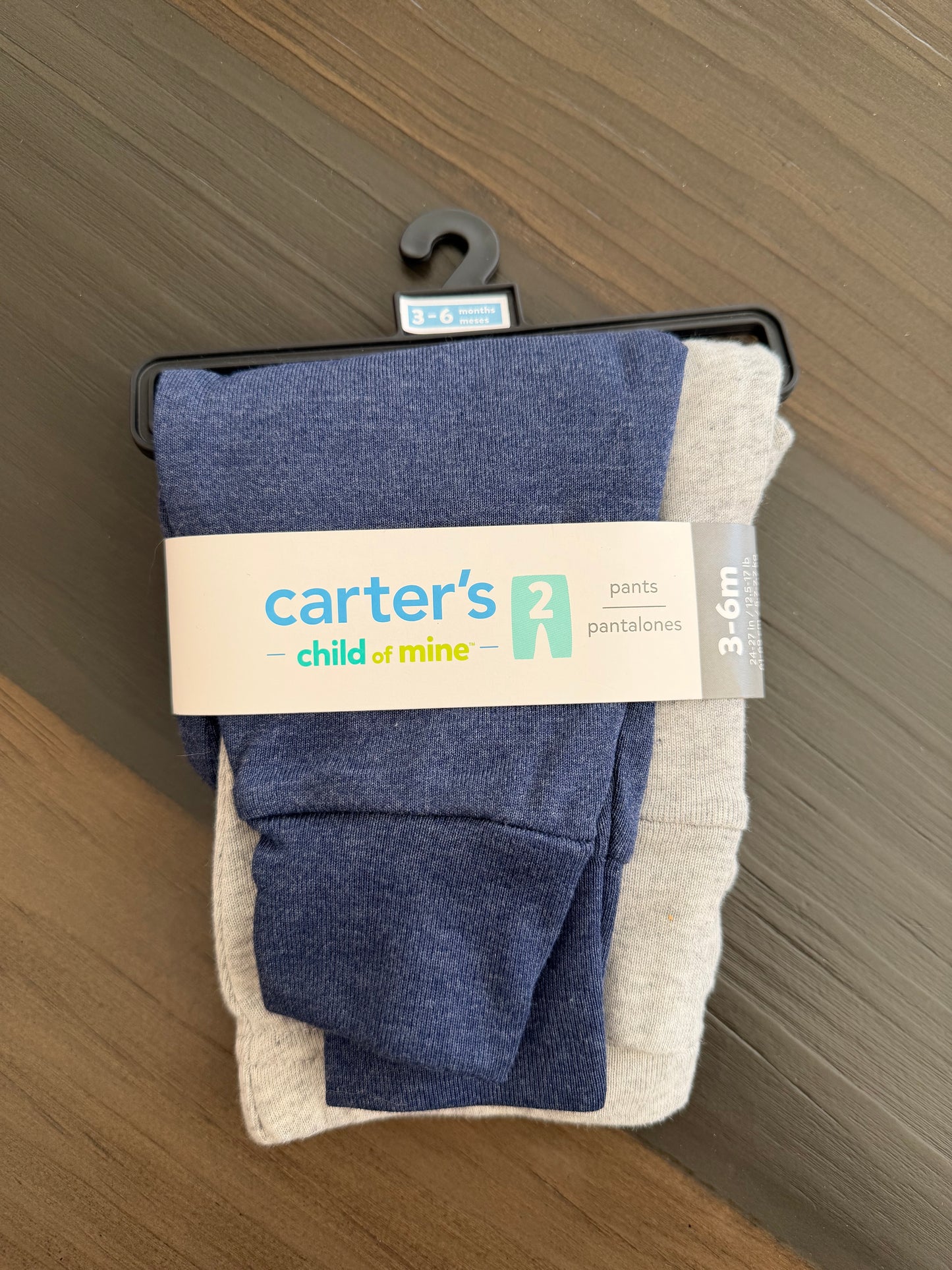 Baby Clothes - 2pk Blue & Grey Pants 3-6month (NEW)