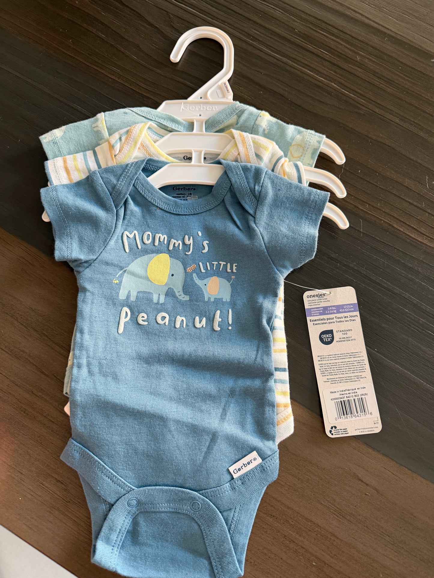 Baby Clothes Newborn "Mommy's little Peanut" (3pk) (NEW)