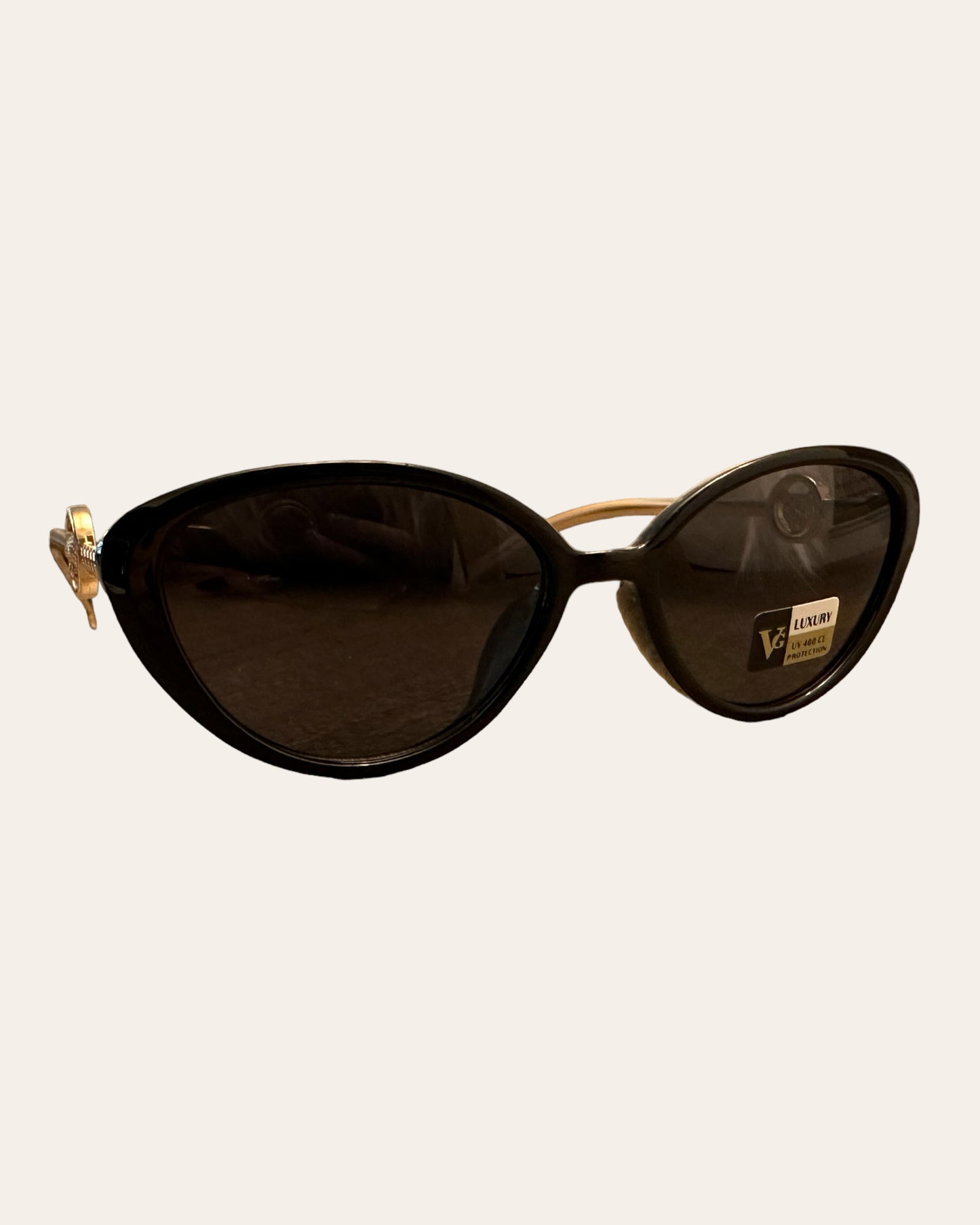Oval Exotic Cat Sunglasses (Gold/black)