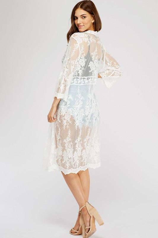 Lace Embroidery Cardigan (White)