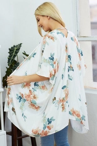 Off White Floral Kimono