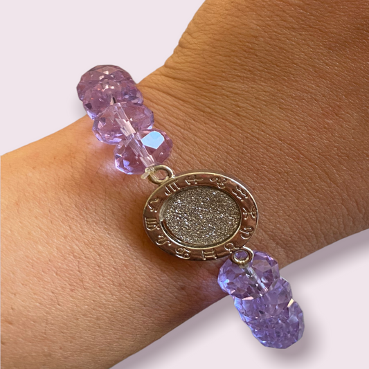 Silver Zodiac Amethyst Bracelet