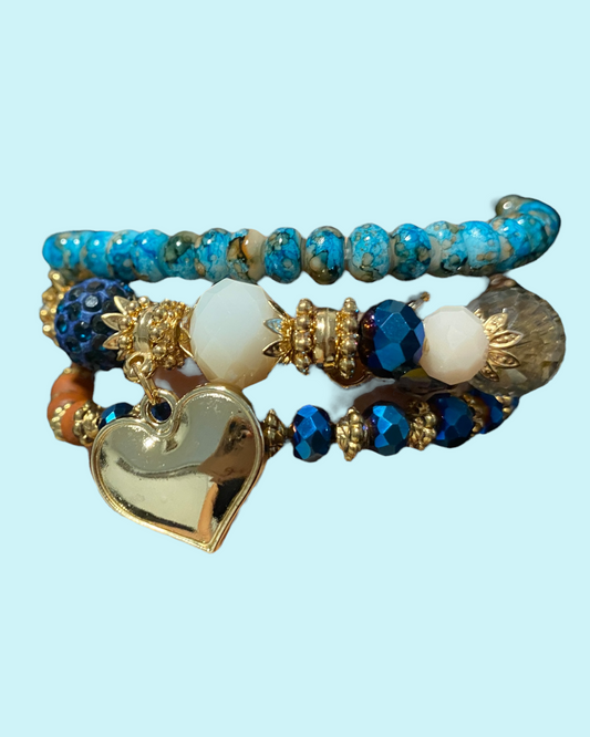 Heart Bracelet Set (Blue)