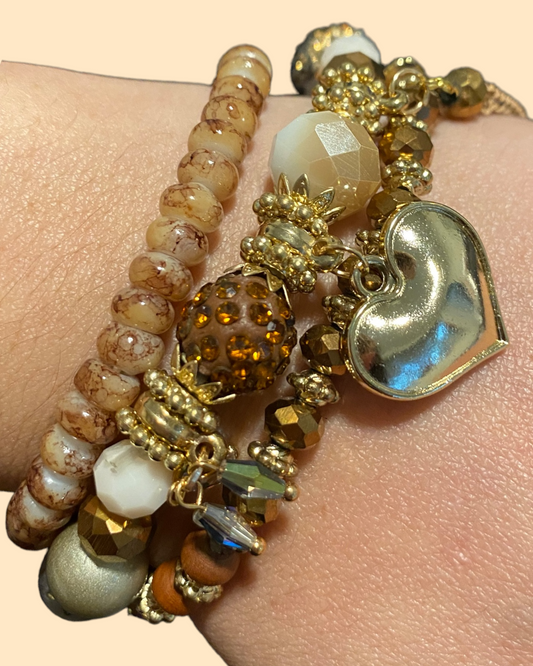 Heart Bracelet Set (Brown)