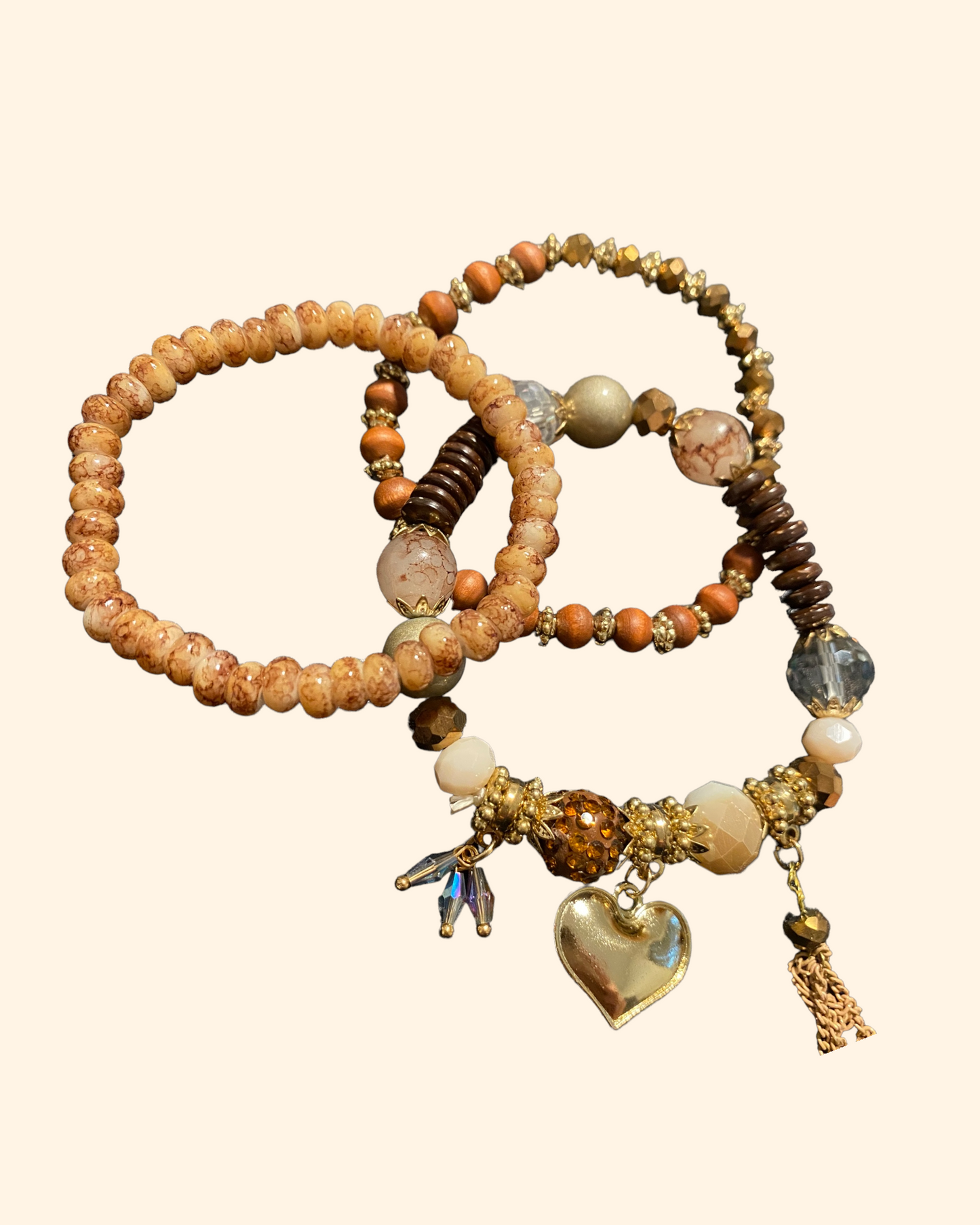 Heart Bracelet Set (Brown)